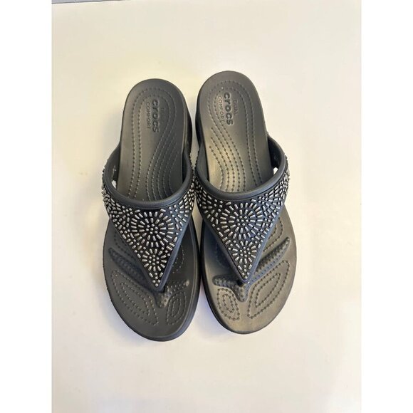 Crocs Monterey Diamnante Wedge Flipop Platform Sandal Size 10 - Picture 1 of 9